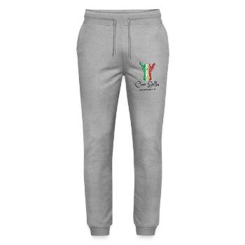 Italian Flag Tribal Horn Hand - Stanley/Stella Mover Unisex Organic Jogging Trousers - heather grey - Front - Marisol (170cm) & Nik (191cm)