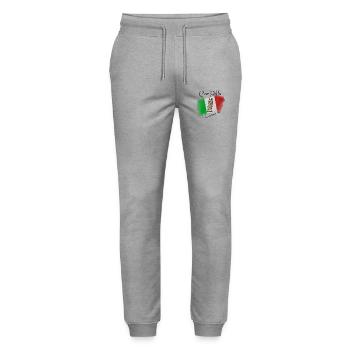 Leaning Tower on Italian Flag Brush - Stanley/Stella Mover Unisex Organic Jogging Trousers - heather grey - Front - Marisol (170cm) & Nik (191cm)