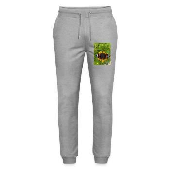 Firewing Butterfly on Yellow Flowers - Stanley/Stella Mover Unisex Organic Jogging Trousers - heather grey - Front - Marisol (170cm) & Nik (191cm)