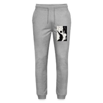 Black and white abstraction orbits - Stanley/Stella Mover Unisex Organic Jogging Trousers - heather grey - Front - Marisol (170cm) & Nik (191cm)