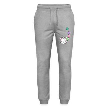 Pastel Balloon Elephant - Stanley/Stella Mover Unisex Organic Jogging Trousers - heather grey - Front - Marisol (170cm) & Nik (191cm)