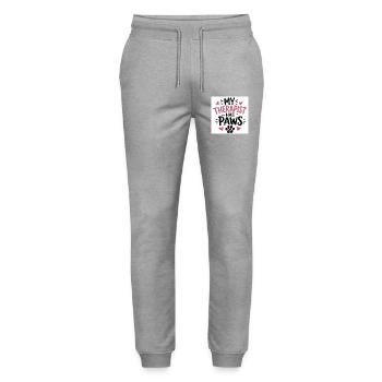 Meine Therapeutin hat Pfoten - Stanley/Stella Unisex Bio Jogginghose Mover  - Grau meliert - Vorne - Marisol (170cm) & Nik (191cm)