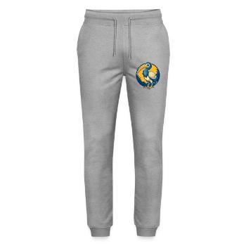 Ibis Kawaii Maskottchen Cartoon-Charakter-Clipart-Logo - Stanley/Stella Unisex Bio Jogginghose Mover  - Grau meliert - Vorne - Marisol (170cm) & Nik (191cm)