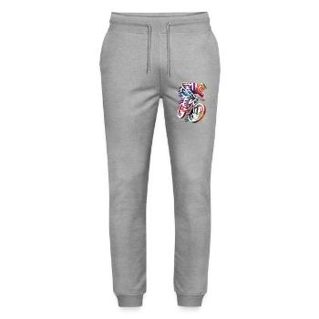 Colorful motorcycle ride - Stanley/Stella Mover Unisex Organic Jogging Trousers - heather grey - Front - Marisol (170cm) & Nik (191cm)