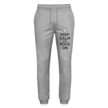 Keep Calm and Rock On - Stanley/Stella Mover Unisex Organic Jogging Trousers - heather grey - Front - Marisol (170cm) & Nik (191cm)