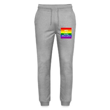 AFD IST KEINE ALTERNATIVE, NO NZS, NO AFD, WEISS - Stanley/Stella Unisex Bio Jogginghose Mover  - Grau meliert - Vorne - Marisol (170cm) & Nik (191cm)