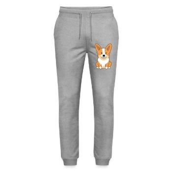 Corgi Dog - Stanley/Stella Mover Unisex Organic Jogging Trousers - heather grey - Front - Marisol (170cm) & Nik (191cm)