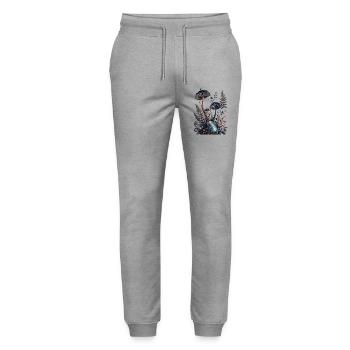 Star Mushrooms and Luminous Gem - Stanley/Stella Mover Unisex Organic Jogging Trousers - heather grey - Front - Marisol (170cm) & Nik (191cm)