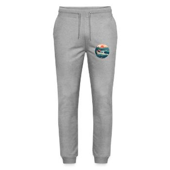 Sunset Coast Retro - Stanley/Stella Mover Unisex Organic Jogging Trousers - heather grey - Front - Marisol (170cm) & Nik (191cm)