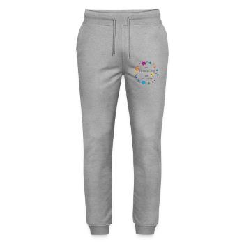 Einschulung 2026  - Stanley/Stella Unisex Bio Jogginghose Mover  - Grau meliert - Vorne - Marisol (170cm) & Nik (191cm)