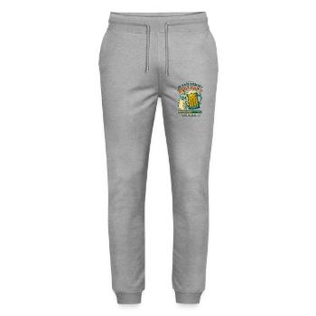 Futur Papy Humour Annonce Grossesse - Pantalon de jogging bio MOVER Stanley/Stella unisexe - gris chiné - Devant - Marisol (170cm) & Nik (191cm)