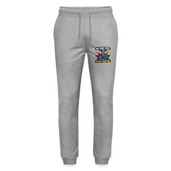 Nix verstehen. Alles können. – Lustiger Handwerker - Stanley/Stella Unisex Bio Jogginghose Mover  - Grau meliert - Vorne - Marisol (170cm) & Nik (191cm)