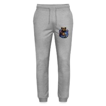 Colorful Panda City Vibe - Stanley/Stella Mover Unisex Organic Jogging Trousers - heather grey - Front - Marisol (170cm) & Nik (191cm)