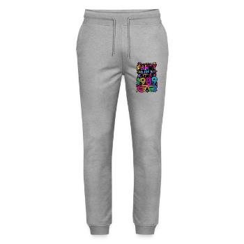 Faire la fête comme si c’était les années 80 - Pantalon de jogging bio MOVER Stanley/Stella unisexe - gris chiné - Devant - Marisol (170cm) & Nik (191cm)