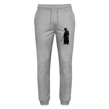 Dark Samurai Blood Blade - Stanley/Stella Mover Unisex Organic Jogging Trousers - heather grey - Front - Marisol (170cm) & Nik (191cm)