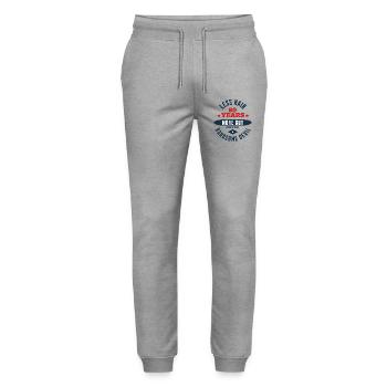 80th Birthday Devil - Stanley/Stella Mover Unisex Organic Jogging Trousers - heather grey - Front - Marisol (170cm) & Nik (191cm)
