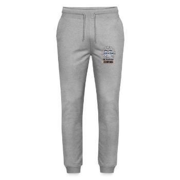 Yeux en strass bleus - Pantalon de jogging bio MOVER Stanley/Stella unisexe - gris chiné - Devant - Marisol (170cm) & Nik (191cm)