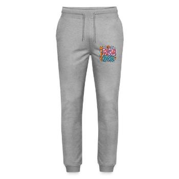 Wife Mom Chefin - Blumen-Design für Mama & Ehefrau - Stanley/Stella Mover Unisex Organic Jogging Trousers - heather grey - Front - Marisol (170cm) & Nik (191cm)