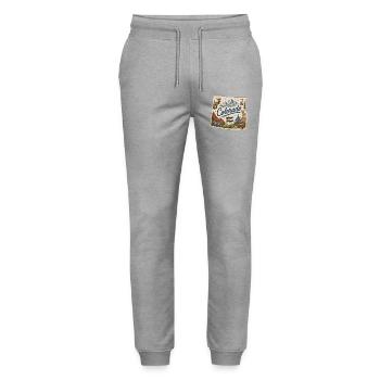 Vintage Colorado Rocky Mountains Kunstaufkleber - Stanley/Stella Unisex Bio Jogginghose Mover  - Grau meliert - Vorne - Marisol (170cm) & Nik (191cm)