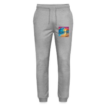 Welle beim Sonnenuntergang - Stanley/Stella Unisex Bio Jogginghose Mover  - Grau meliert - Vorne - Marisol (170cm) & Nik (191cm)