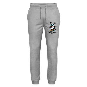 Cooler Pinguin Skateboarder Comic Spruch - Stanley/Stella Unisex Bio Jogginghose Mover  - Grau meliert - Vorne - Marisol (170cm) & Nik (191cm)