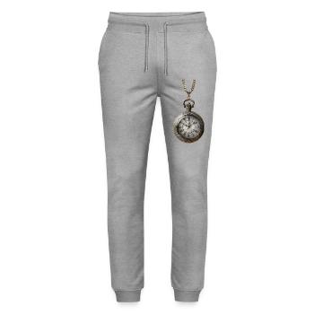 Antique gilded clock on chain - Stanley/Stella Mover Unisex Organic Jogging Trousers - heather grey - Front - Marisol (170cm) & Nik (191cm)