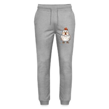 Lustiges Verwirrtes Huhn Funny Chicken - Stanley/Stella Unisex Bio Jogginghose Mover  - Grau meliert - Vorne - Marisol (170cm) & Nik (191cm)