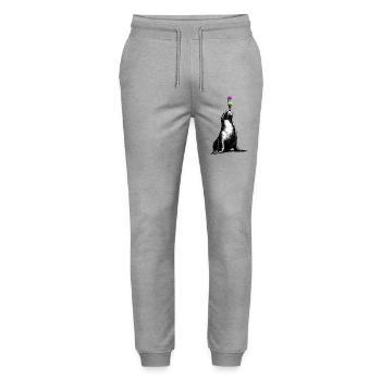 Seelöwe mit Eis im Stencil Style   - Stanley/Stella Unisex Bio Jogginghose Mover  - Grau meliert - Vorne - Marisol (170cm) & Nik (191cm)