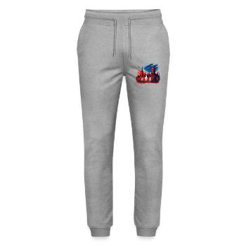 Gdańsk Gdańsk Design: Coat of Arms Art Patriotic - Stanley/Stella Mover Unisex Organic Jogging Trousers - heather grey - Front - Marisol (170cm) & Nik (191cm)