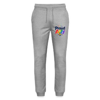 Proud Ally Spruch für LGBTQ Aktivisten & Fans CSD - Stanley/Stella Unisex Bio Jogginghose Mover  - Grau meliert - Vorne - Marisol (170cm) & Nik (191cm)