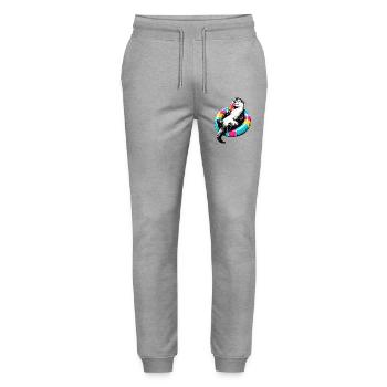 Otter mit Eis im Stencil Style - Stanley/Stella Unisex Bio Jogginghose Mover  - Grau meliert - Vorne - Marisol (170cm) & Nik (191cm)