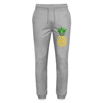 Ananas Tropenprint  - Stanley/Stella Unisex Bio Jogginghose Mover  - Grau meliert - Vorne - Marisol (170cm) & Nik (191cm)