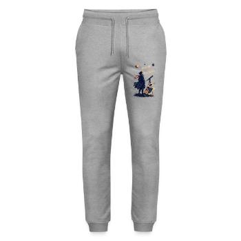 Rêverie Astronomique: Voir Plus Loin - Pantalon de jogging bio MOVER Stanley/Stella unisexe - gris chiné - Devant - Marisol (170cm) & Nik (191cm)