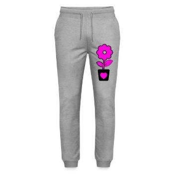 Blumen - Stanley/Stella Unisex Bio Jogginghose Mover  - Grau meliert - Vorne - Marisol (170cm) & Nik (191cm)