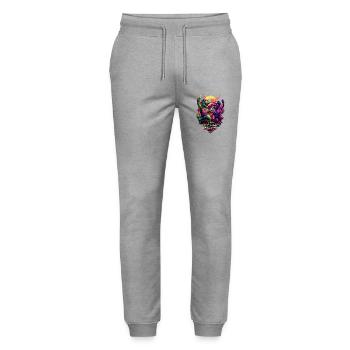 Techno Dinos – Bass aus der Urzeit - Stanley/Stella Unisex Bio Jogginghose Mover  - Grau meliert - Vorne - Marisol (170cm) & Nik (191cm)