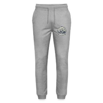 Vintage Kraken Sea Monster Emblem Maritime Ship - Stanley/Stella Unisex Bio Jogginghose Mover  - Grau meliert - Vorne - Marisol (170cm) & Nik (191cm)