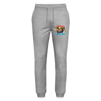 Schluss mit Stress: Hallo Rente - Stanley/Stella Unisex Bio Jogginghose Mover  - Grau meliert - Vorne - Marisol (170cm) & Nik (191cm)