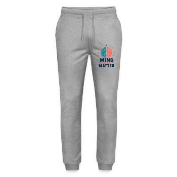 Mind Over Matter – Motivation Brain Mental Health - Stanley/Stella Mover Unisex Organic Jogging Trousers - heather grey - Front - Marisol (170cm) & Nik (191cm)