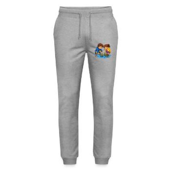 Kinder Schildkröte Blattboot in Pfütze Süß Motiv - Stanley/Stella Unisex Bio Jogginghose Mover  - Grau meliert - Vorne - Marisol (170cm) & Nik (191cm)
