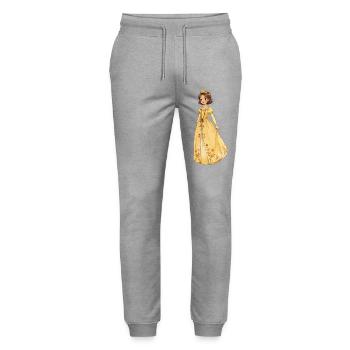 Gelbe Prinzessin Robe mit Blüten - Stanley/Stella Unisex Bio Jogginghose Mover  - Grau meliert - Vorne - Marisol (170cm) & Nik (191cm)