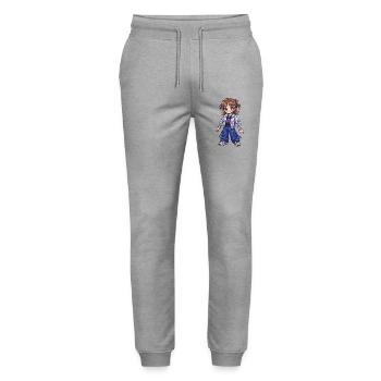 Stargirl in einer glänzenden Bomberjacke - Stanley/Stella Unisex Bio Jogginghose Mover  - Grau meliert - Vorne - Marisol (170cm) & Nik (191cm)