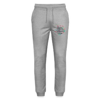 Joyeux anniversaire maman j'aime - Pantalon de jogging bio MOVER Stanley/Stella unisexe - gris chiné - Devant - Marisol (170cm) & Nik (191cm)