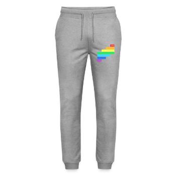 Love Wins - Regenbogen Querstreifen Design - Stanley/Stella Unisex Bio Jogginghose Mover  - Grau meliert - Vorne - Marisol (170cm) & Nik (191cm)