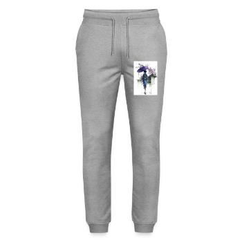 Kimono urbain sous parapluie - Pantalon de jogging bio MOVER Stanley/Stella unisexe - gris chiné - Devant - Marisol (170cm) & Nik (191cm)