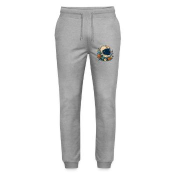 Kosmosblumen Astronauten Helm - Stanley/Stella Unisex Bio Jogginghose Mover  - Grau meliert - Vorne - Marisol (170cm) & Nik (191cm)