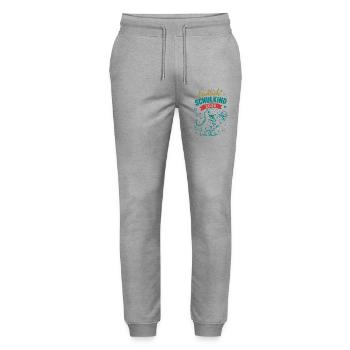 Endlich Schulkind 2026 Dino - Stanley/Stella Unisex Bio Jogginghose Mover  - Grau meliert - Vorne - Marisol (170cm) & Nik (191cm)