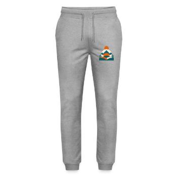 Minimalistisches Geo Landschafts Design  - Stanley/Stella Unisex Bio Jogginghose Mover  - Grau meliert - Vorne - Marisol (170cm) & Nik (191cm)