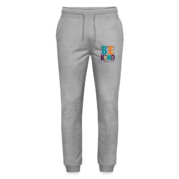 Be Kind – Buntes Typografie Statement Word Stack - Stanley/Stella Unisex Bio Jogginghose Mover  - Grau meliert - Vorne - Marisol (170cm) & Nik (191cm)