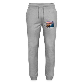 Cancún Sonnenuntergang Küstenlinie - Stanley/Stella Unisex Bio Jogginghose Mover  - Grau meliert - Vorne - Marisol (170cm) & Nik (191cm)