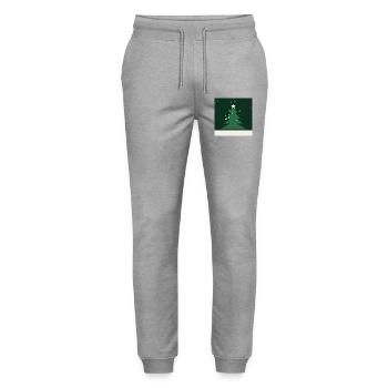 Minimalistischer Weihnachtsbaum-Grüner Stern - Stanley/Stella Unisex Bio Jogginghose Mover  - Grau meliert - Vorne - Marisol (170cm) & Nik (191cm)